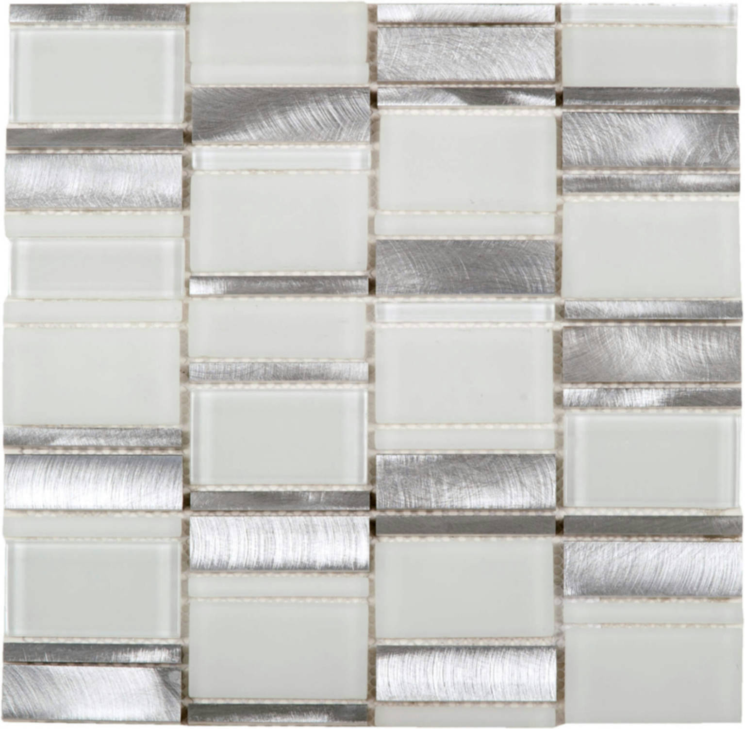White Glass & Aluminum Mix Mosaic | Gramercy Kitchen and Bath
