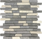 White Grey Broken Brick Marble Interlocking Mosaic | Gramercy Kitchen and Bath