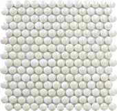 White Penny Round Pebbles Glass Mosaic | Gramercy Kitchen and Bath
