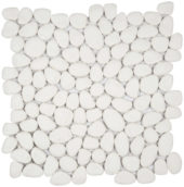 White Reconstituted Pebble Interlocking Mosaic | Gramercy Kitchen and Bath