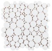 White Reconstituted Round Interlocking Mosaic | Gramercy Kitchen and Bath