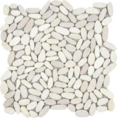 White Sliced Matte Pebble Interlocking Mosaic | Gramercy Kitchen and Bath