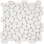 White Sliced Reconstituted Pebble Interlocking Mosaic | Gramercy Kitchen and Bath