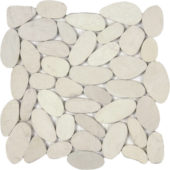 White Xl Sliced Matte Pebble Interlocking Mosaic | Gramercy Kitchen and Bath