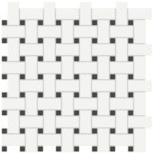 White w/Retro Black Matte Basketweave Mosaic | Gramercy Kitchen and Bath