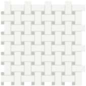White w/Soft Sage Matte Basketweave Mosaic | Gramercy Kitchen and Bath