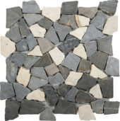 White/Grey/Black Opus Interlocking Mosaic | Gramercy Kitchen and Bath