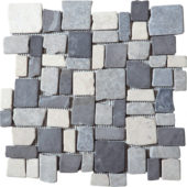 White/L.grey/D.grey Cubic Marble Opus Interlocking Mosaic | Gramercy Kitchen and Bath