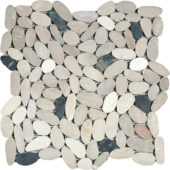 White/Pink/Beige/Black Sliced Matte Pebble Interlocking Mosaic | Gramercy Kitchen and Bath