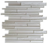 Wood Look Glass Baguette Light Grey Interlocking Mosaic | Gramercy Kitchen and Bath