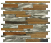 Wood / Silver Aluminum Baguette Interlocking Mosaic | Gramercy Kitchen and Bath