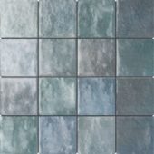 Zellige Glazed Ceramic Soft Blue Mix 3"x3" Mosaic | Gramercy Kitchen and Bath