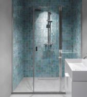 Zellige Glazed Ceramic Soft Blue Mix 3"x3" Mosaic | Gramercy Kitchen and Bath