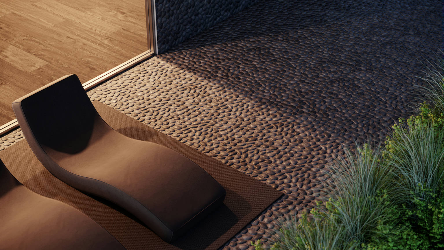 Zen Tahitian Black Sand Natural Pebble Matte Mosaic 2  | Gramercy Kitchen and Bath