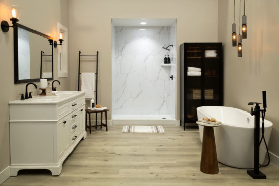 Carrara Marble Gloss Shower Wall Kit 30x60x94 | Gramercy Kitchen and Bath