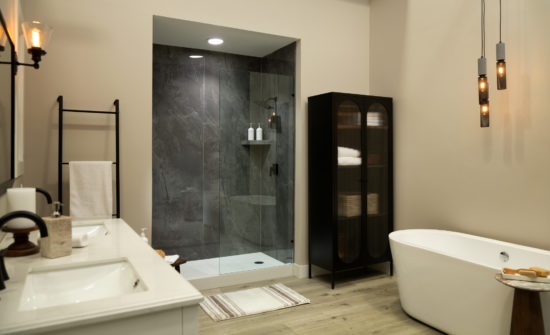 Cracked Slate Gloss Shower Wall Kit 30x60x94 | Gramercy Kitchen and Bath