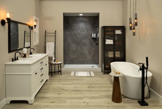 Cracked Slate Gloss Shower Wall Kit 30x60x94 | Gramercy Kitchen and Bath