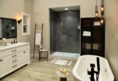 Cracked Slate Gloss Shower Wall Kit 32x60x94 | Gramercy Kitchen and Bath