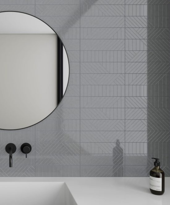 Geometra 3x12 Charcoal Maze | Gramercy Kitchen and Bath