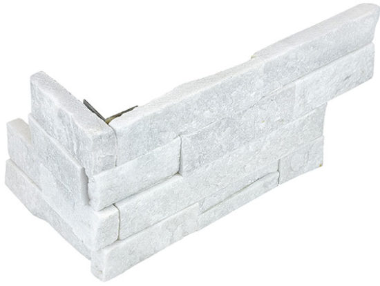 Ledger Stone 6x18 Glacier Assembled Corner | Gramercy Kitchen and Bath