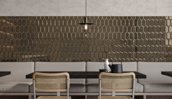 Obsidian Bronze Beveled Hexagon Mosaic | Gramercy Kitchen and Bath