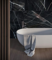 Royal Stoneworks 48X48 Regal Black Vein Honed | Gramercy Kitchen and Bath