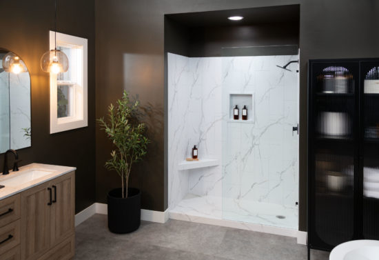 Shower Pan 36x60 Bianco Marble | Gramercy Kitchen and Bath