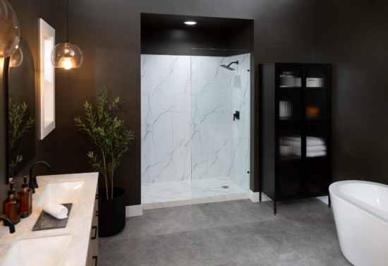 Shower Pan 36x60 Bianco Marble | Gramercy Kitchen and Bath