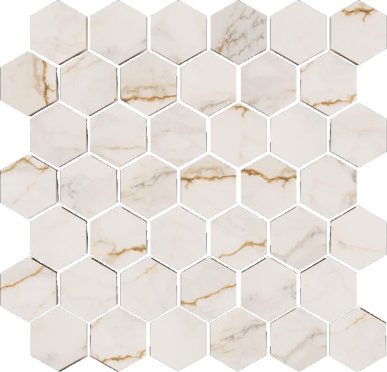 Treasure II Perfect Calacatta 2" Hex Polished | Gramercy Kitchen and Bath